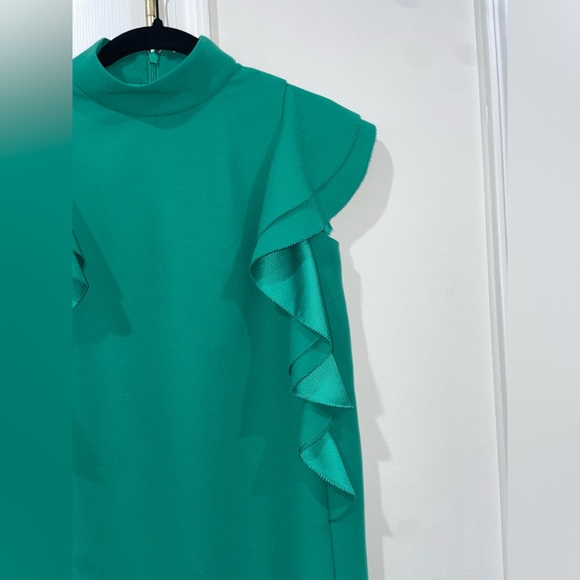 Kate Spade Emerald Green Satin Crepe Flutter Sleeve Shift Dress Size 00 XS $398 - Picture 7 of 15